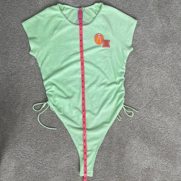 NWT Savage X Fenty Green 70s Ruched Terry Thong Teddy Bodysuit - Picture 13 of 14